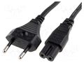 Cable; 2x0.75mm2; CEE 7/16 (C) plug,IEC C7 female; PVC; 1m; black LIAN DUNG SN14-2/07/1BK