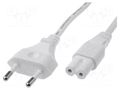Cable; 2x0.75mm2; CEE 7/16 (C) plug,IEC C7 female; PVC; 3m; white LIAN DUNG SN14-2/07/3WH