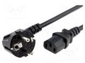 Cable; 3x1mm2; CEE 7/7 (E/F) plug angled,IEC C13 female; PVC LIAN DUNG SN311-3/10/10BK