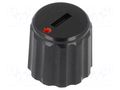 Knob; miniature; plastic; Øshaft: 6mm; Ø11x10mm; black; push-in SR PASSIVES GC6M-11X10