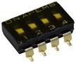DIP SW, 4CKT, SPST-NO, 0.025A/24VDC, SMD IKD0403000