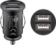 Dual-USB Car Charger (12 W), black - vehicle charging adapter with 2x USB ports (12 W), black 44177