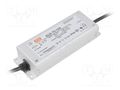 Power supply: switching; LED; 60W; 12VDC; 2.5÷5A; 180÷295VAC; IP65 MEAN WELL ELG-75-12A