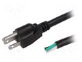 Cable; 3x14AWG; NEMA 5-15 (B) plug,wires; PVC; 3.5m; black; 15A LIAN DUNG S21-3/14/3.5BK