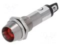 Indicator: LED; recessed; red; 12VDC; Ø8.2mm; IP40; for soldering NINIGI IND8-12R-B