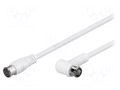Cable; 2.5m; F plug "quick",F plug angular "quick"; white; 75Ω GOOBAY BQFWG-0250