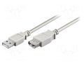 Cable; USB 2.0; USB A socket,USB A plug; 1.8m; grey; Øcable: 4mm GOOBAY CAB-EXT/1.8