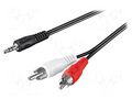 Cable; Jack 3.5mm 3pin plug,RCA plug x2; 20m; black Goobay CABLE-458/20