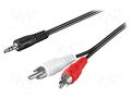 Cable; Jack 3.5mm 3pin plug,RCA plug x2; 20m; black GOOBAY CABLE-458/20