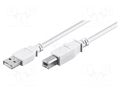 Cable; USB 2.0; USB A plug,USB B plug; 1m; white; 480Mbps Goobay CUSB-AM/BM-1.0WH