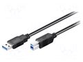 Cable; USB 3.0; USB A plug,USB B plug; 0.25m; black GOOBAY USB3.0-AB/0.25