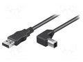Cable; USB 2.0; USB A plug,USB B angled plug; 2m; black; 480Mbps Goobay USB-AB90/2BK