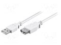 Cable; USB 2.0; USB A socket,USB A plug; 0.6m; white; Core: Cu Goobay USB-EXT/0.6WH