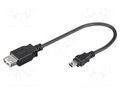 Cable; USB 2.0; USB A socket,USB B mini plug; 0.2m; black; PVC Goobay USBF-MINBM