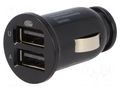 USB power supply; USB A socket x2; Sup.volt: 12VDC; black GOOBAY CAR-310