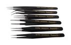 6 Piece Black Epoxy Tweezer Set JS-555T.