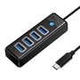 Orico HUB USB-C to 4x USB 3.0 5Gbps 0,15m Black, Orico PW4U-C3-015-BK-EP-IP