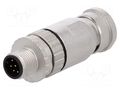 Connector: M12; plug; PIN: 8; male; 30V; straight; IP67; for cable HARTING 21033291801