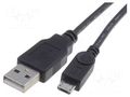 Cable; USB 2.0; USB A plug,USB B micro plug; 1m; black Goobay TCAB-143