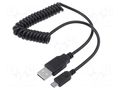 Cable; coiled,USB 2.0; USB A plug,USB B micro plug; black Goobay TCAB-144