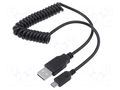 Cable; coiled,USB 2.0; USB A plug,USB B micro plug; black GOOBAY TCAB-144