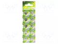 Battery: alkaline; LR43,coin,R1142; 1.5V; non-rechargeable GP BAT-AG12/GP-B10