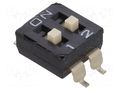 Switch: DIP-SWITCH; Poles number: 2; ON-OFF; 0.1A/50VDC; Pos: 2; SMT DIPTRONICS ESD102E