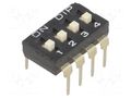 Switch: DIP-SWITCH; Poles number: 4; ON-OFF; 0.1A/24VDC; Pos: 2; THT DIPTRONICS EAH104E
