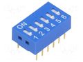 Switch: DIP-SWITCH; Poles number: 6; ON-OFF; 0.05A/12VDC; Pos: 2 NINIGI DSR-06