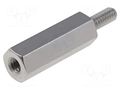 Screwed spacer sleeve; 12mm; Int.thread: M2; Ext.thread: M2; brass DREMEC TFM-M2X12/DR211