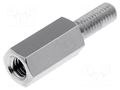 Screwed spacer sleeve; 9mm; Int.thread: M3; Ext.thread: M3; brass DREMEC TFM-M3X9/DR213