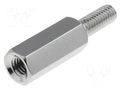Screwed spacer sleeve; 9mm; Int.thread: M3; Ext.thread: M3; brass DREMEC TFM-M3X9/DR214