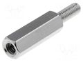 Screwed spacer sleeve; 15mm; Int.thread: M3; Ext.thread: M3; brass DREMEC TFM-M3X15/DR213