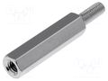 Screwed spacer sleeve; 20mm; Int.thread: M3; Ext.thread: M3; brass DREMEC TFM-M3X20/DR213