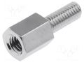 Screwed spacer sleeve; 6mm; Int.thread: M3; Ext.thread: M3; brass DREMEC TFM-M3X6/DR213
