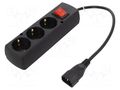 Cable; 3x1mm2; CEE 7/3 (F) socket,IEC C14 male; PVC; 0.3m; black JONEX PS-PCU370SWS/0.3