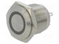 Switch: vandal resistant; Pos: 2; SPST-NO; 2A/36VDC; IP65; OFF-(ON) ONPOW V16-10R-24B-S