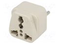 Transition: adapter; 2P+PE; 250VAC; 10A; Type: type L; white; PIN: 3 NINIGI ADAPTER-ITALY