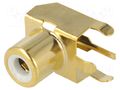 Connector: RCA; socket; female; angled 90°; THT; brass; gold-plated KEYSTONE KEYS936