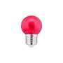 Lemputė LED E27, 230V, 1W, G45, 10lm, raudona, FILAMENT U, PC skaidri THORGEON-05253