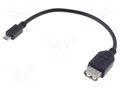 Cable; OTG,USB 2.0; USB A socket,USB B micro plug; 0.2m; black Goobay TCAB-311