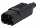 Connector: AC supply; plug; male; 10A; 250VAC; C14 (E); IEC 60320 SCHURTER 4735.0000