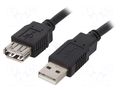 Cable; USB 2.0; USB A socket,USB A plug; 3m; black; Cu BQ CABLE CAB-USBAAF/3-BK