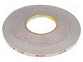 Tape: fixing; W: 9mm; L: 33m; Thk: 0.6mm; acrylic; grey 3M 3M-4936-9-33