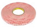 Tape: fixing; W: 12mm; L: 33m; Thk: 1mm; acrylic; transparent; UL-746C 3M 3M-4910-12-33