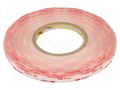 Tape: fixing; W: 9mm; L: 33m; Thk: 0.5mm; acrylic; transparent 3M 3M-4905-9-33