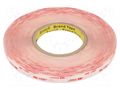 Tape: fixing; W: 12mm; L: 33m; Thk: 0.5mm; acrylic; transparent 3M 3M-4905-12-33