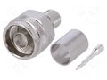 Connector: N; plug; male; straight; 50Ω; crimped; for cable; PTFE TELEGÄRTNER J01020A0127