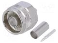 Connector: N; plug; male; straight; 50Ω; crimped; for cable; PTFE TELEGÄRTNER J01020A0113