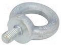 Lifting eye bolt; M10x17; Head: eye; steel; zinc; DIN 580; Ø: 25mm ELESA+GANTER DIN580-M10-ST